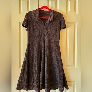 Miusol Black A-Line Mini Dress with Mandarin Collar